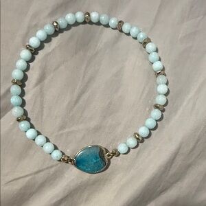 Elegant Blue Beaded Bracelet with Heart Charm